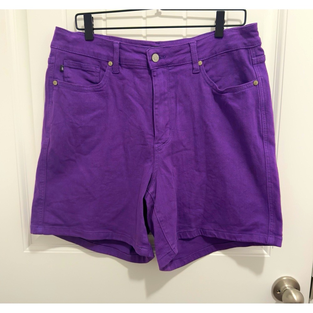 Judy Blue Women's Purple Twill Chino Shorts Mid Rise Stretch Pockets 1XL